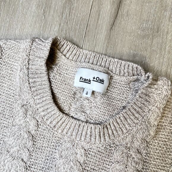 Frank and Oak Cream Cable Knit Sweater Women's L Classic Capsule - Picture 2 of 6
